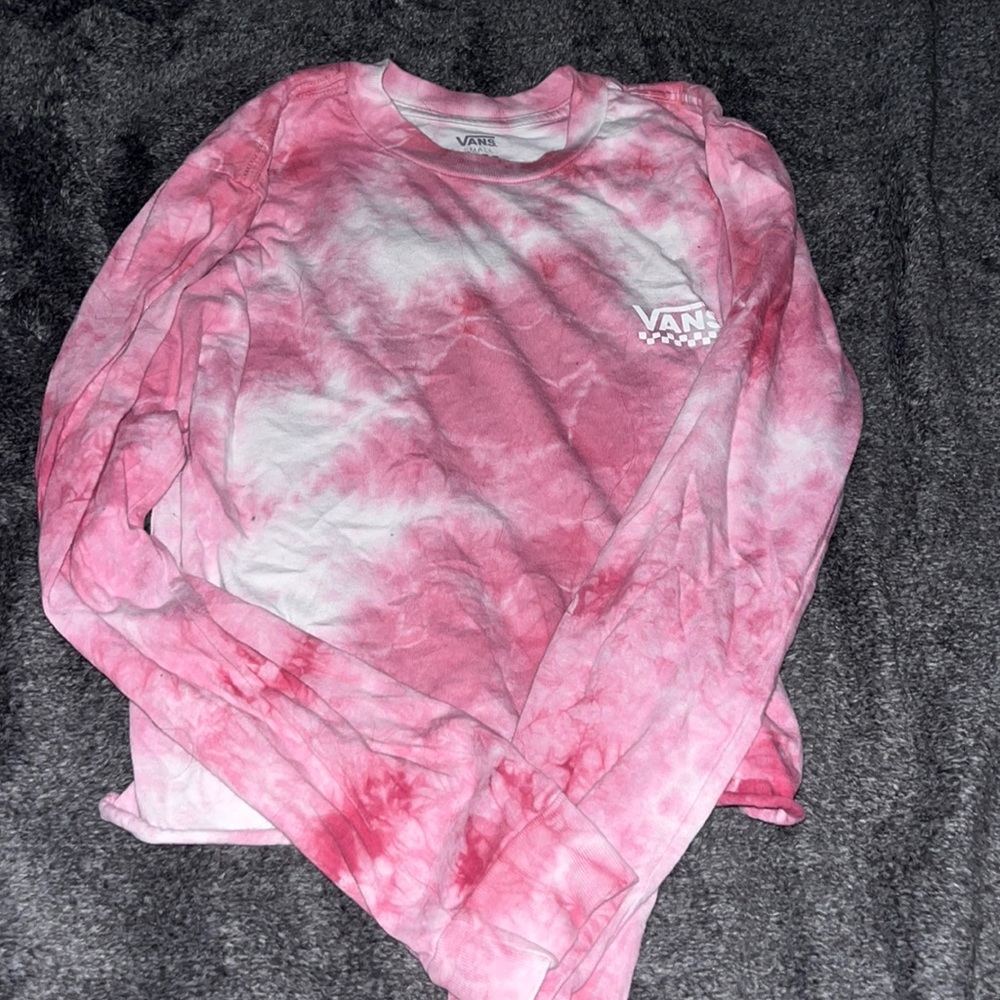 Vans Pink Tie Dye Long Sleeve Tee, Size Women’s S